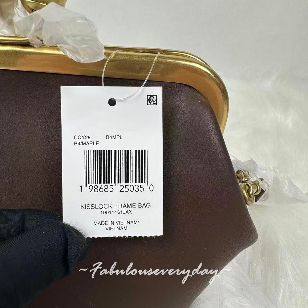 Coach Kisslock Frame Bag 16 Crossbody In Leather/Gold/Maple CCY28 NWT - Picture 5 of 9